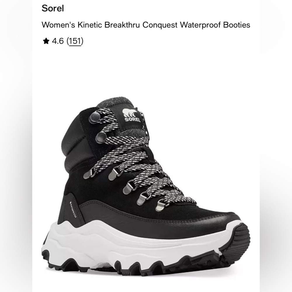 Sorel Women's Black Waterproof  Booties Size 6